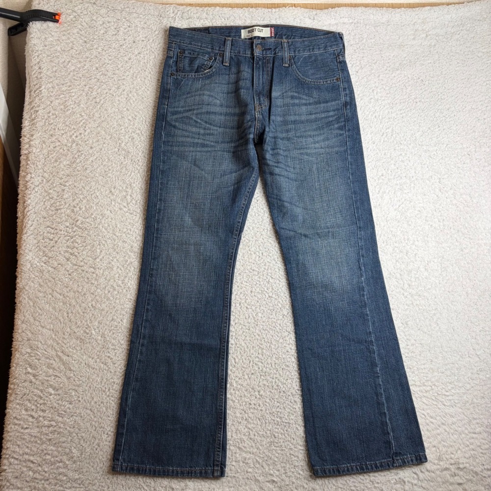 Levis 527 Y2K Slim Bootcut Jeans Mens 33x30(34x31) Denim Blue FADE whiskers